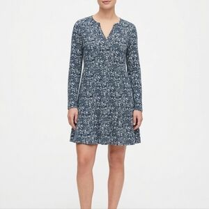 ​Pact Organic Cotton Ditsy Floral Long Sleeve Mini Dress Green White L Cottage